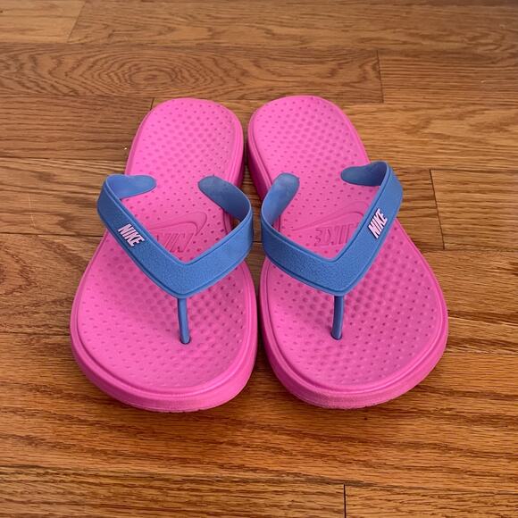 Nike Comfort Thong Sandals Women 11 Wolf Grey Hot Punch Beachy 354925-005 Casual - Picture 2 of 7